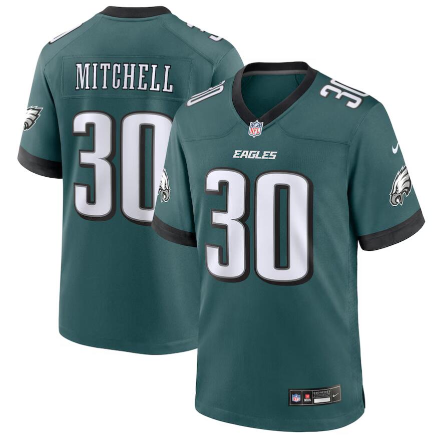 Men Nike Philadelphia Eagles #30 Quinyon Mitchell Midnight Green  2024 NFL Draft First Round Pick Player Game Jersey